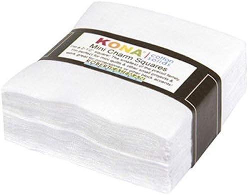 White Kona Solids Mini Charm Pack 84 cuadrados de tela precortada 100% algodón de 2.5 pulgadas