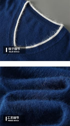 Men's Winter 100% Mink Cashmere Sweater V-Neck Long Sleeve Pullover Soft Knitwear Warm Casual Knit Top3