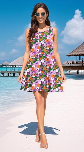 Image of WEACZZY Women Summer Casual Swing T Shirt Dresses Beach Cover up Loose Dress