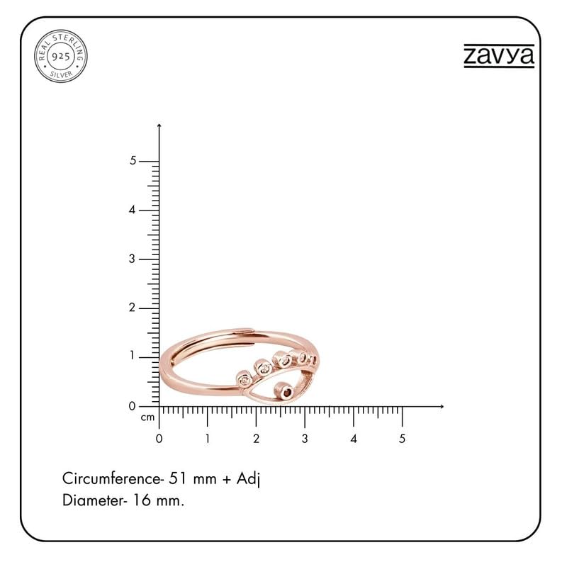 Women's 925 Sterling CZ Evil Eye Rose Plated Adjustable Ring