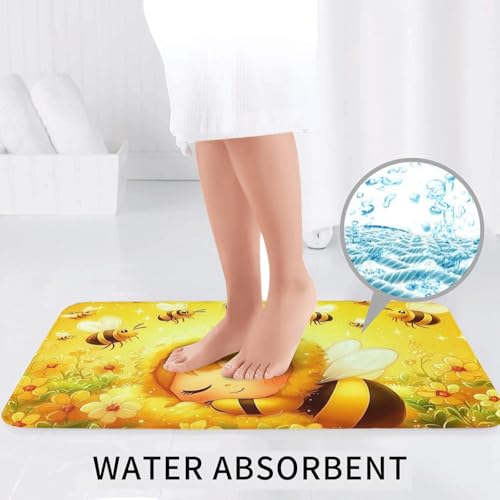 Alfombras de baño de abejas y flores con 3 piezas para inodoro 7