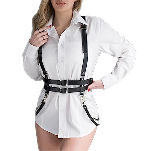 Faux Leather Chest Harness Belt for Women Waist Gothic Corset Belt Adjustable Waist Belts Dresses Party Accessories Black Harness Top