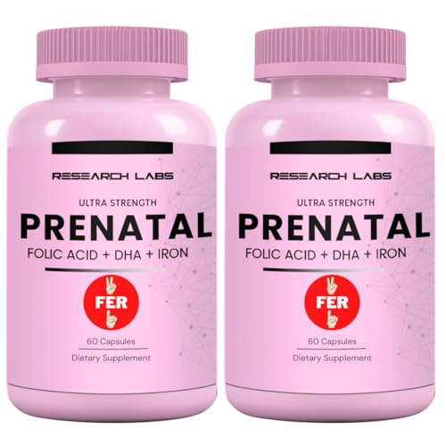 Research Labs Prenatal Vitamins for Women 2 Fer 1 Ad: 6X More Bioavailable Methylated Folate Folic Acid MTHF 5 | Supports Brain Development, Healthy Growth