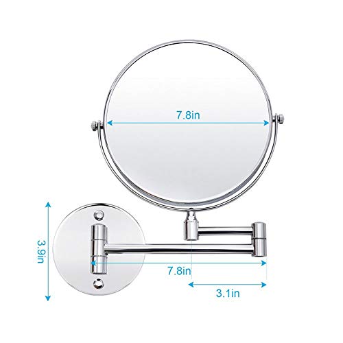 MRJ cosmeticaspiegel wandmontage normaal + 3-voudig 360° draaibaar van kristalglas, roestvrij staal en messing voor… - Afbeelding 6