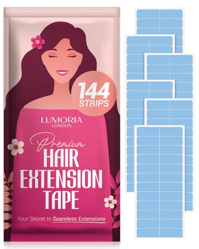 Hair Extension Tape (144 Tabs) Hair Tape for Hair Extensions, Tape in Tape Replacement, Tape in Extensions. Extension Tape for Tape Ins, Tape In Tape, 1.6 x 0.3 Inch Pre Cut Tabs