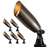 Gardencoin Solid Brass Landscape Spotlights, Heavy Duty 12V Outdoor LED Low Voltage Landscape Lighting, Bronze Yard Directional Uplights, Waterproof Landscape Fixture Without Bulb (Classic, 6pack)