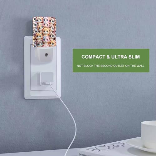 Image of LED Night Light,Cute Cat Faces Colorful Pattern LED Night Light Plug into Wall with Dusk to Dawn Light Sensor White Energy Efficient Nightlight for Bedroom Bathroom Hallway Living Room Kitchen