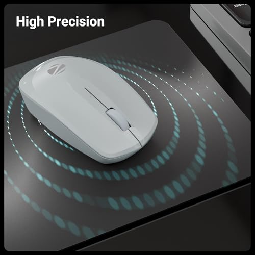 Image of ZEBRONICS Wireless Mouse, 2.4GHz, 3200 DPI, 3 Buttons, Comfortable & Ergonomic, USB Nano Receiver, Power-Saving Mode, Works on Most Surfaces, for Mac | Laptop | Computer (Freego, Grey)