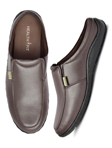Image of HEALTH FIT Men's Pu Brown Open-Back Diabetic & Orthopedic Footwear HF401BL