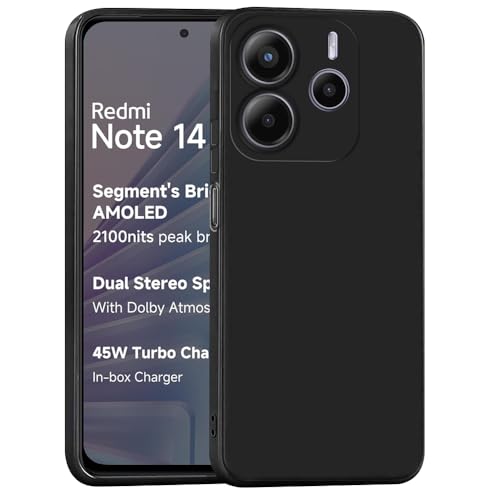 Image of Back Cover for Mi Redmi Note 14 5G | Full Camera Protection | Premium Liquid Silicon Case | Flexible Bumper Case for Mi Redmi Note 14 5G (Black)
