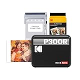 KODAK Mini 3 Retro 4PASS Stampante Fotografica Portatile (7,6x7,6cm) + Pacchetto con 68 Fogli, Nero
