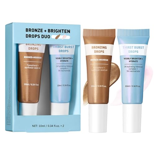 Resaltador de gotas de bronce, loción iluminadora para cuerpo y rostro para un brillo hidratado con fórmula nutritiva, crema potenciadora de luminosidad para viajes, vacaciones, playa y maquillaje de