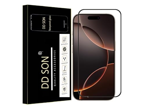 Image of DD SON Tempered Glass Screen Protector Compatible for iPhone 16 Pro Smartphone (6.3 Inches) HD Glass with Edge to Edge Coverage and Easy Installation kit,Black