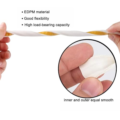 Image of Weather Stripping Seal Strip Tape, Doors Windows Frame Self Adhesive D Type Foam Sealing Tape, 65.6Ft Rubber Soundproof Insulation Cell Foam Stripping, White (Pack of 2)