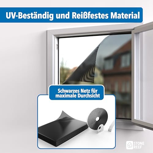 Fliegengitter Fenster [130x150cm + Schneidewerkzeug] Insektenschutz mit Klettband – Moskitonetz, Mückennetz, Fliegennetz zum Kleben – Einfache Montage ohne Bohren – Zuschneidbar für alle Fenster