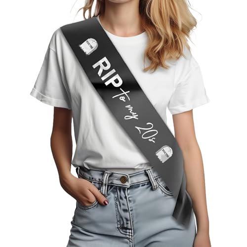 RIP to my 20s Sash - Birthday Sash - 30th Birthday Celebrations Party Decorations | Satin Ribbon Black2