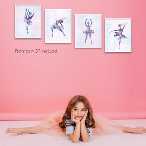 Image of Wall Art Ballet Wall Decor Prints Posters for Room Aesthetic Watercolor Modern Elegant Ballet Dancer Ballerina Gift Dance Artwork for Bedroom Living Room Girls Room, Set of 4 Unframed, 8 x 10 Inch