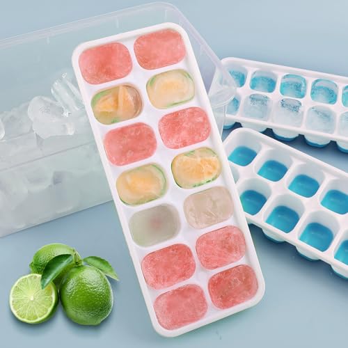 Gewtyod US-HL-0060 Ice Cube Tray 4 Pack, Gewtyod Silicone Ice Cube Trays For Freezer, 56-Ice Trays For Freezer, Stackable Flexible Silicone thumb #5