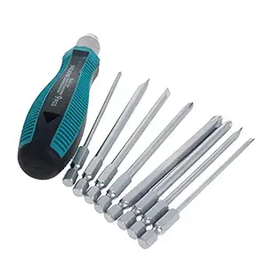 Utoolmart Magnetic Multi-Bit Screwdriver Set 1/4Inch Hex Shank Slotted Phillips Head Screwdriver Bit Rubber Handle Home Hardware Repair Tools Kit