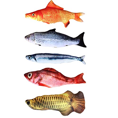MULEI Fish Cat Toy Catnip Kicker Chew Bite Treat Pillow Set Flopping Fish Shape Doll Pet Natural Non-Toxic for Cats Kittens