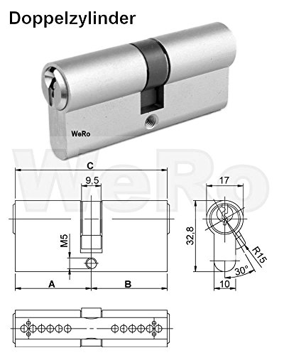 Schließzylinder für gleichschließendes SET/Längen frei kombinierbar (Doppelzylinder A:30 B:30)