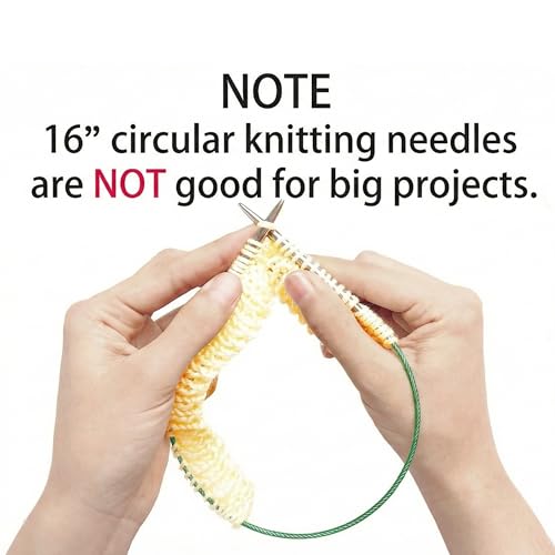Image of cuteDIY Size 7 Circular Knitting Needles 16 Inch Round Metal (Etched US&mm, Color-Coded Cable, Smooth Join)