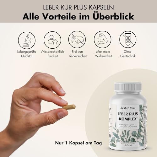 Leber Komplex - 180 Kapseln hochdosiert - mit Mariendistel (80% Silymarin), Artischocke, Löwenzahn & Cholin für die normale Funktion der Leber - laborgeprüft, vegan & zertifiziert