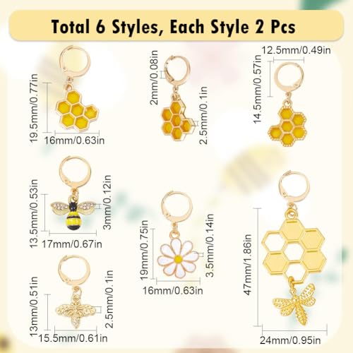 SUNNYCLUE 1 Box 12Pcs Bee Charms Knitting Stitch Markers Cute Removable Clip on Bracelets Charm Daisy Flowers Charms Lobster Claw Clasps Crochet Stitch Markers for DIY Knitting and Crocheting Sewing - Image 2