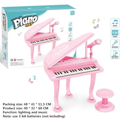 Mini Piyano Seti 37 Tuşlu Mikrofonlu ve Tabureli Oyuncak Piyano Çocuklar İçin Eğlenceli Müzik Deneyi
