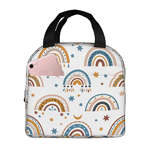 Estrellas Arcoíris Bohemias Azules Bolsa Merienda Reutilizable Bolsa Porta Alimentos Frescura Bolsas Nevera Para Escuela Oficina Viajes 22X20X13Cm