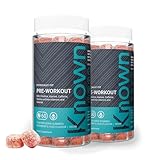 Known Pre-Workout Gummies – Raspberry & Yuzu Flavour – Vegan Gummy Supplement – Caffeine, Taurine, Citrulline, Alanine & Vitamins D3, B3, B6, C – Energy, Focus & Endurance – 30 Servings – Men & Women