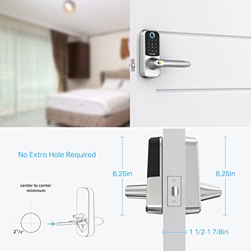 Fingerprint Door Locks With Handle, Hornbill Smart Keyless Entry Locks With Touchscreen Keypad,Bluetooth Front Door Lock, Electronic Digital Deadbolt With Reversible Handle, Free App, Fobs, Code #TOP6