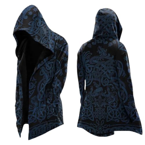HuazomeeHZM Homme Mythe Nordique Viking Loup Imprimé Pull Hoodies