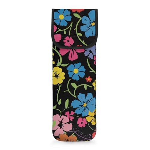 Yuresuaet Colorful Flowers Print Curling Iron Heat Insulation Cover for Traveling Wear Resistant Curling Storage Bag for Hair Tools Multi-Purpose