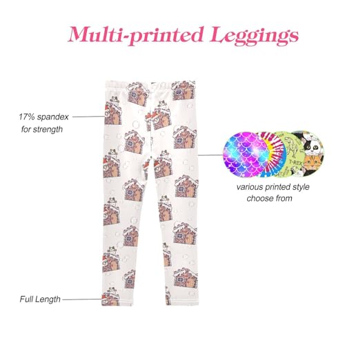 CaTaKu Girls Leggings Cat Gingerbread Cute Leggings for Girls Kids Athletic Workout Yoga Pants Size 4-10T4