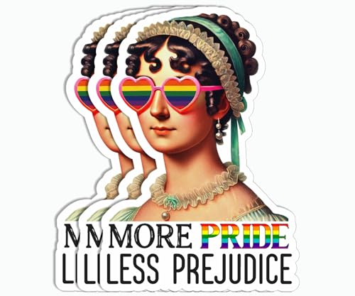 3Pcs - More Pride Less Prejudice Sticker - Funny Pun Sticker - LGBTQ - Book - Scrapbook - Laptop - Phone - Tumbler - Water Bottle