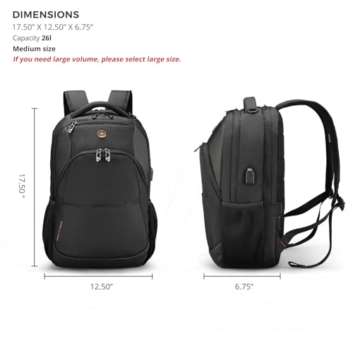 Swissdigital Design Travel Laptop Backpack, College Laptops Backpack with USB Charging Port for Men and Women Fits 16 Inch Notebook, Black | SD1670-01 - Image 5