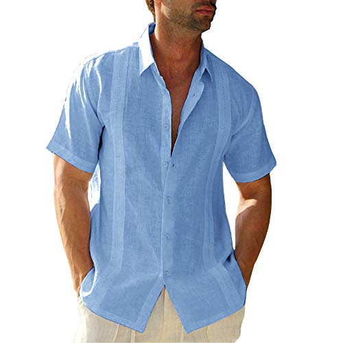 Hestenve Men's Short Sleeve Cuban Camp Shirt