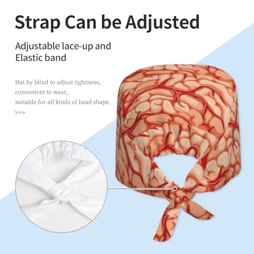 Image of Surgical Caps Men Women, Scrub Cap with Sweatband Adjustable | Tie Back Nurse Cap, Nursing Breathable Working Hat, Scrub Cap, Medical Hats