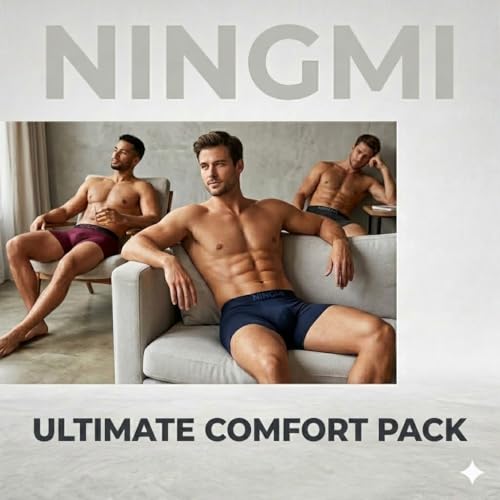 Image of NINGMI Men's Ultra-Soft Printed Trunk Briefs - Premium Imported Nylon Blend, Breathable & Moisture-Wicking Underwear, Tag-Free Comfort with 4-Way Stretch