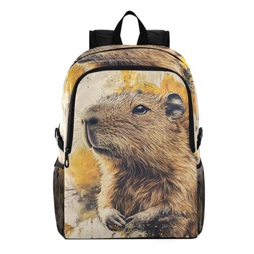 AIXIWAWA Packable Hiking Backpack Capybara Floral Print, Lightweight Foldable Waterproof Daypack for Camping Travel