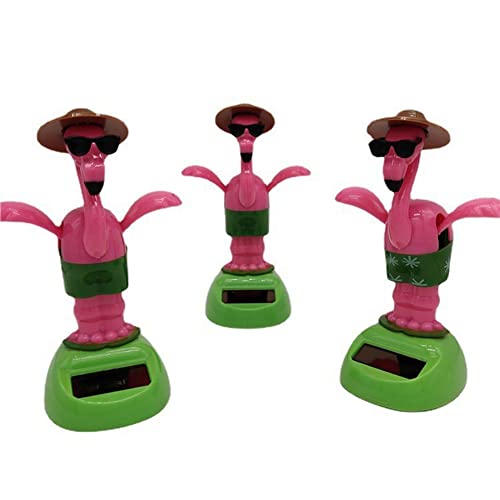 3 Stück Auto Armaturenbrett Ornament,Auto Armaturenbrett Dekoration Solar Tanzende Flamingo Spielzeuge Solar Spielzeug Wackelfiguren für Autoinnenraum Home Office Desk Decor