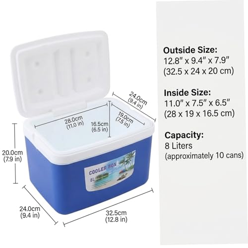 Glacière portable 8 L isolante bleue compacte haute résistance