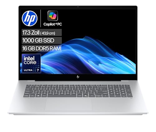 HP OmniBook X Flip 2-in-1 Laptop (17.3 Zoll FHD-Touchscreen, Intel Core Ultra 7, Copilot+, 16GB RAM, 1TB, Win11, QWERTZ) - Silber