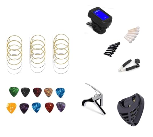 Image of Blue Panther 46 PCS Guitar Kit (String Sets, Picks, Tuner, Cutter Winder, Pickholder, Guitar Pin, Capo)