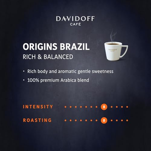 Image of Davidoff Origins Brazil Flavour Instant Coffee, 8 /12 Intensity - 100% Arabica - 90G, Granule, Glass Bottle - Pack Of 6