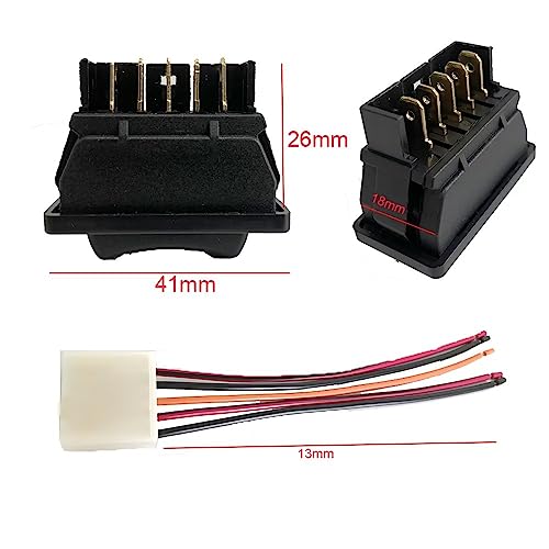 5 Pin Universal Car Power Window Switch UP/Down Control Lift Momentary Rocker Switch with Wiring Harness 12V 20A