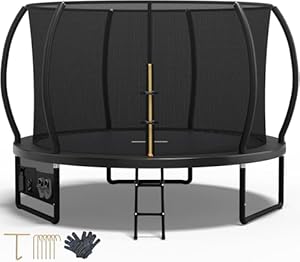 Devoko Trampolin Outdoor Ø 228/305/366/427 cm, GS-Zertifikat, Kindertrampolin Gartentrampolin mit Sicherheitsnetz, Rundes Riesentrampolin mit Leiter und Schuhbeutel