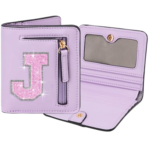 Image of Birthday Gifts for Teen Girl Kids Wallet Girl Wallets Small Initial Rfid Wallet Teen Girls Gift Preppy Stuff for Girls Purple J