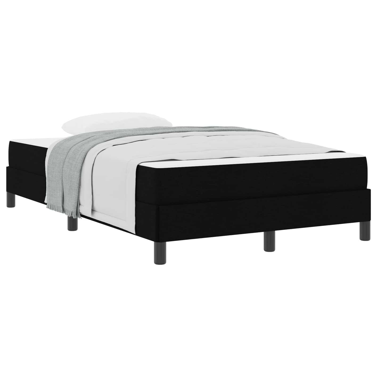 vidaXL Boxspringbett mit Matratze Schwarz 120 x 200 cm Stoff, Moderner Bettgestell, rechteckige Schlafbasis, Stabiler Boxspring, Coole Optik, Holz, gemütliche Plattform